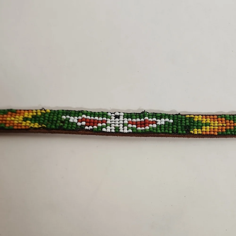 Colorful Vintage Native American Handcrafted Beaded Belt/Hat Band Size 26